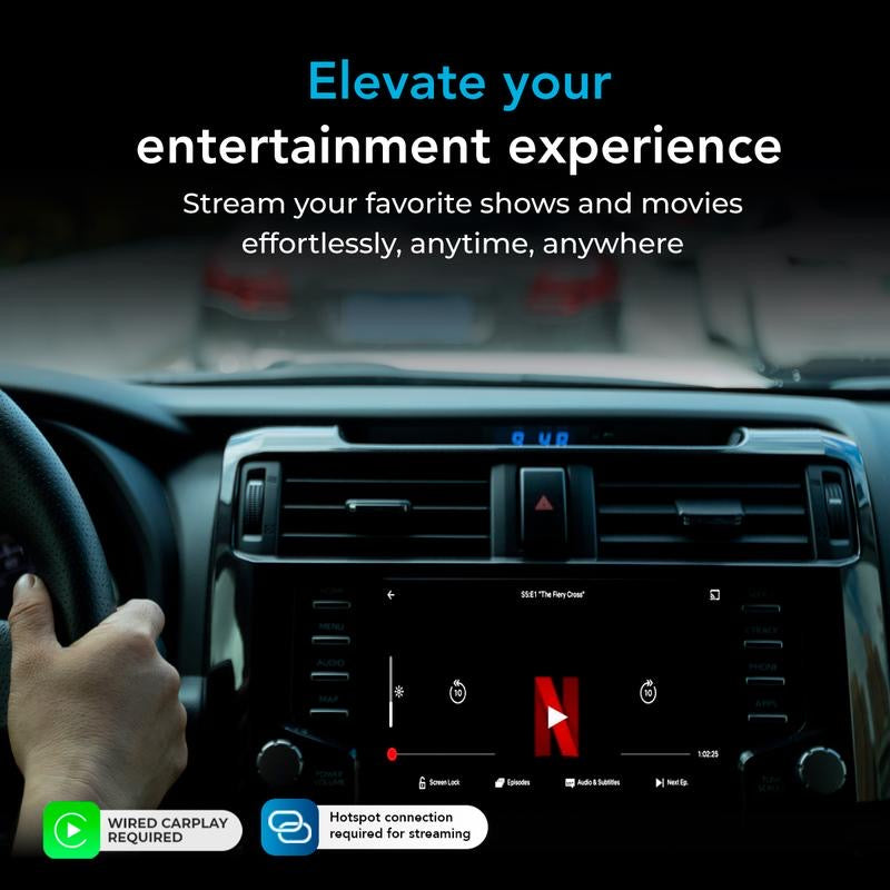 3-in-1 Wireless CarPlay & Android Ai Box with Wi-Fi and Bluetooth - Supports Netflix/ESPN/YouTube/Hulu and TF Card