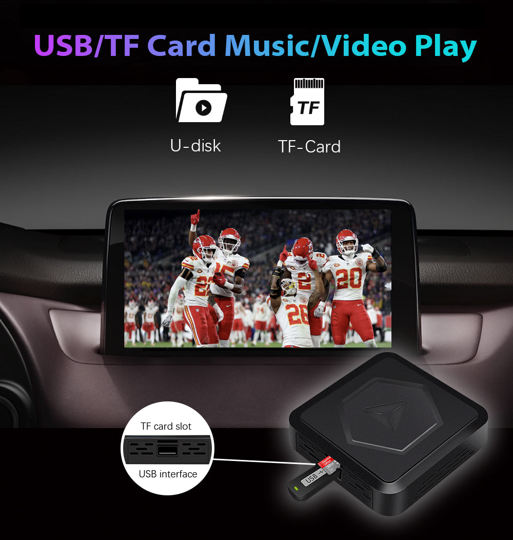 3-in-1 Wireless CarPlay & Android Ai Box with Wi-Fi and Bluetooth - Supports Netflix/ESPN/YouTube/Hulu and TF Card