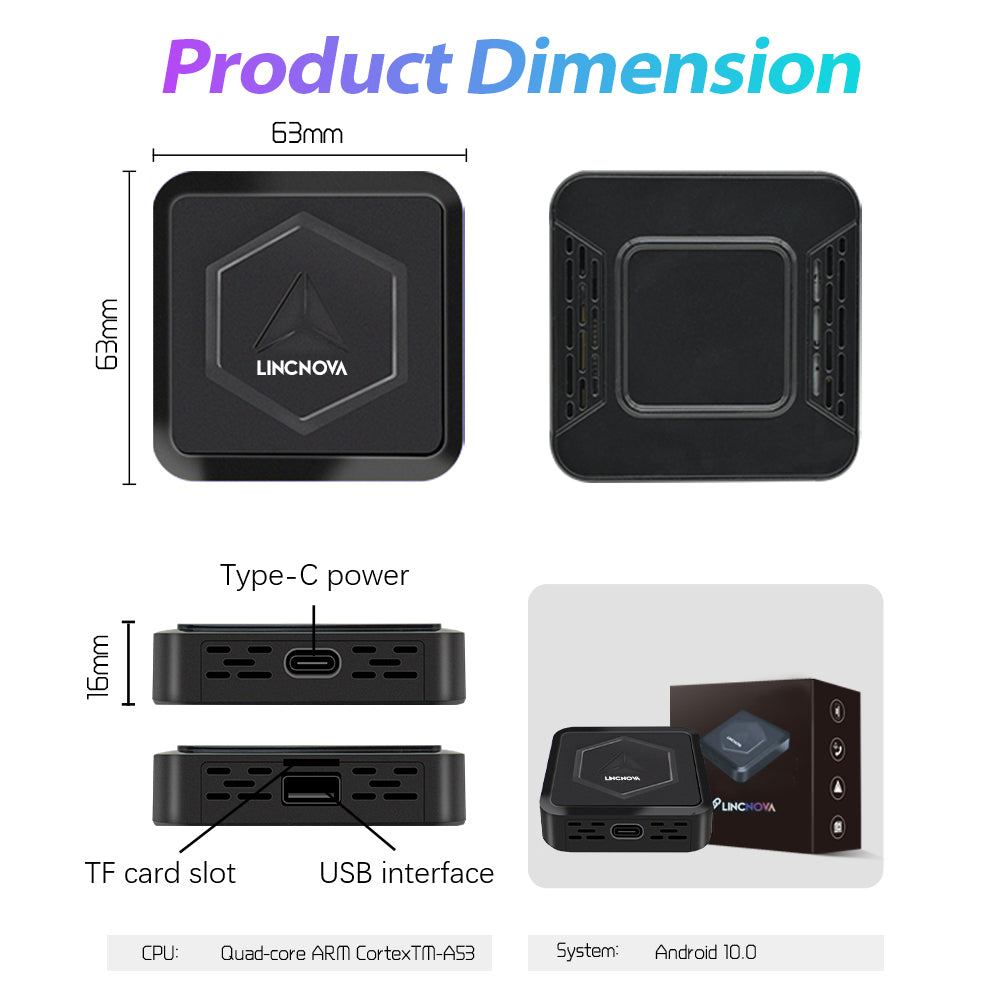 3-in-1 Wireless CarPlay & Android Ai Box with Wi-Fi and Bluetooth - Supports Netflix/ESPN/YouTube/Hulu and TF Card