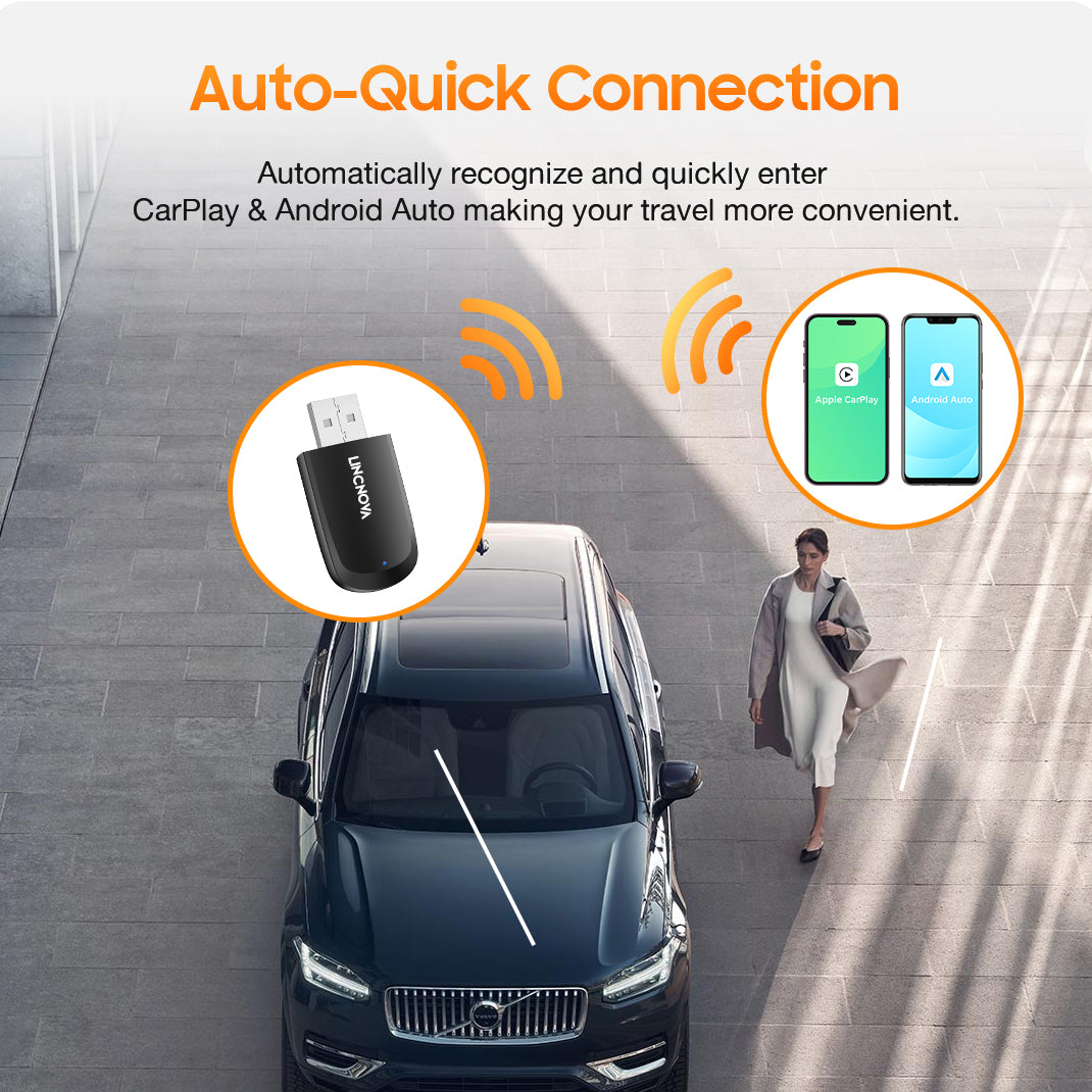 2-in-1 Wireless Adapter for Apple CarPlay and Android Auto Convert Wired to Wireless Car Play Adapter